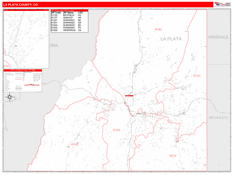 La Plata County, CO Digital Map Red Line Style